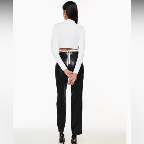 NWT Aritzia Babaton Skulpt Knit Tie Back Long Sleeve Shirt Size M - Picture 5 of 9